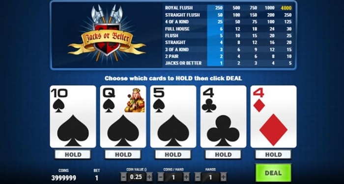 video poker jacks or better playtech im 5 euro casino spielen